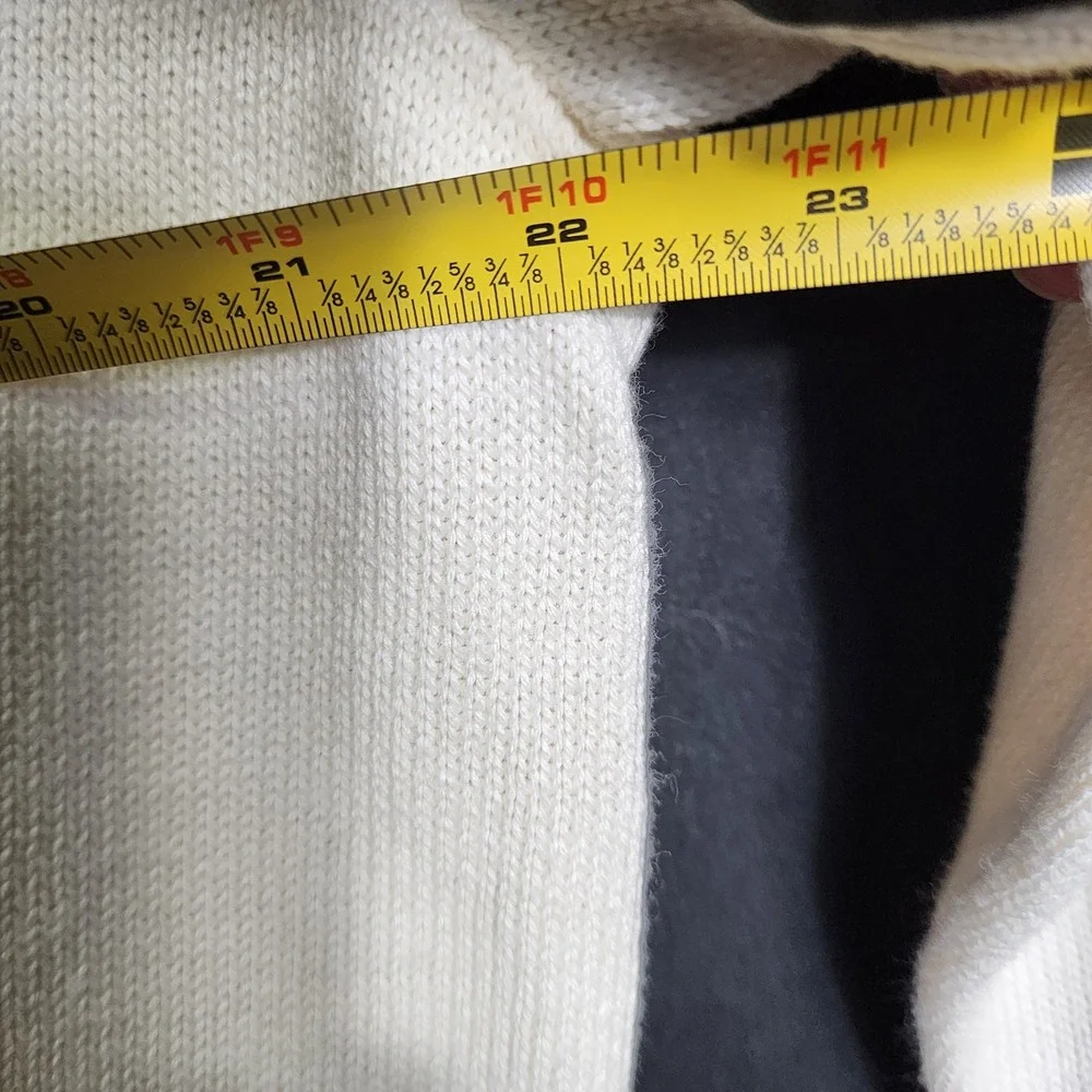 Dockers Mens XL Cream Cotton Crewneck Sweater Navy Blue Chest Stripe NWT
